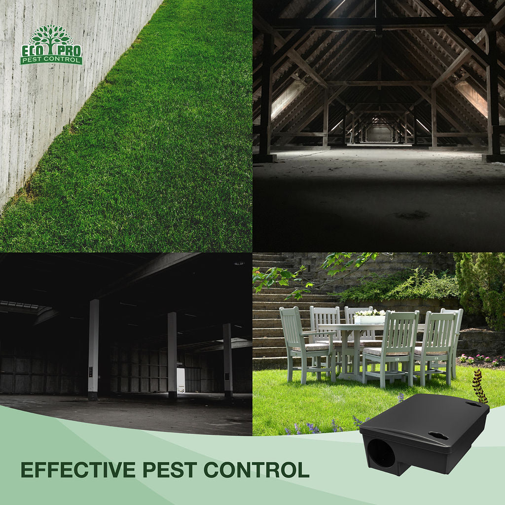 Rat Bait Stations by Eco Pro Pest Control | 2-Pack Indoor & Outdoor Rodent Bait Station | Pellet/Block (Not Included) Secured by Rat Bait Station