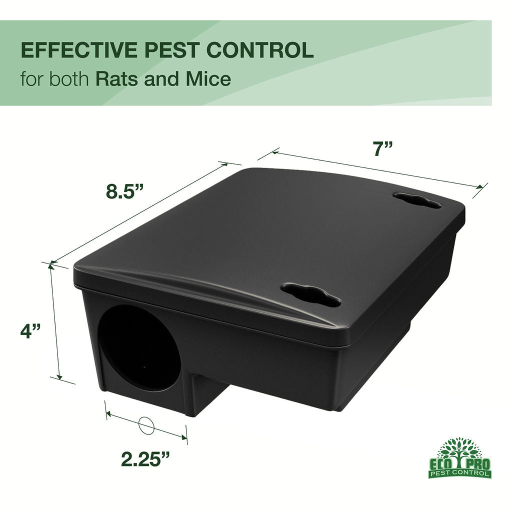 Rodent Mouse Trap Poison Mice Killer Bait Station Box with Key Refillable  Indoor Outdoor Pet Safe Pack of 4